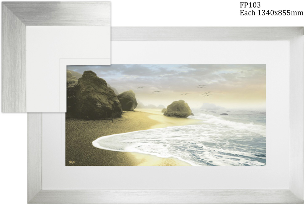 FP103 Wall décor art framed print seascape silver frame